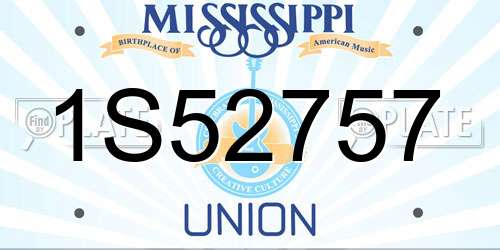 1S52757 Mississippi License Plate
