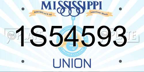 1S54593 Mississippi License Plate