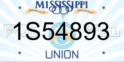 1S54893 Mississippi License Plate