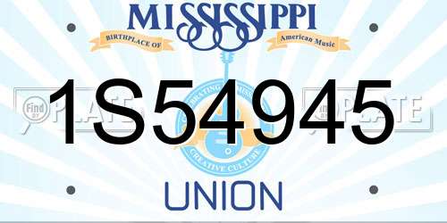 1S54945 Mississippi License Plate