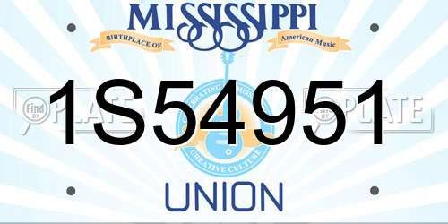 1S54951 Mississippi License Plate
