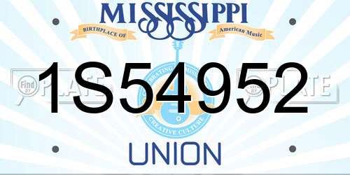 1S54952 Mississippi License Plate