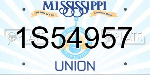 1S54957 Mississippi License Plate