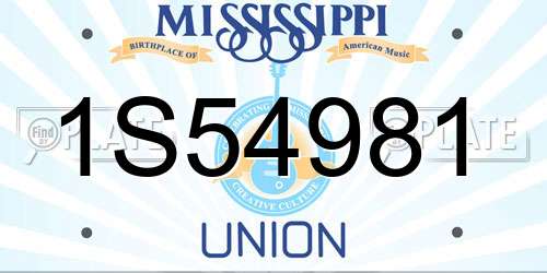 1S54981 Mississippi License Plate