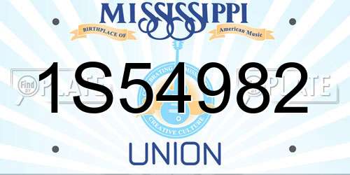 1S54982 Mississippi License Plate
