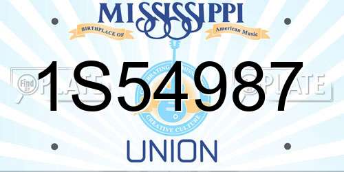 1S54987 Mississippi License Plate