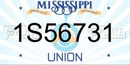 1S56731 Mississippi License Plate