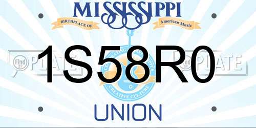1S58R0 Mississippi License Plate