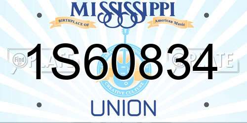 1S60834 Mississippi License Plate