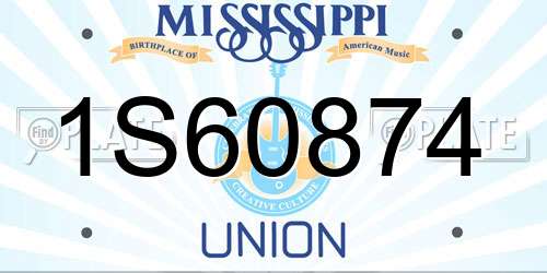 1S60874 Mississippi License Plate