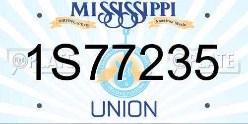 1S77235 Mississippi License Plate