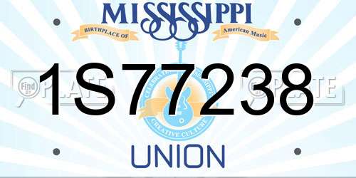 1S77238 Mississippi License Plate