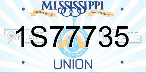 1S77735 Mississippi License Plate
