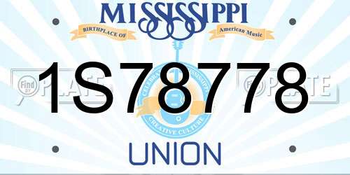 1S78778 Mississippi License Plate