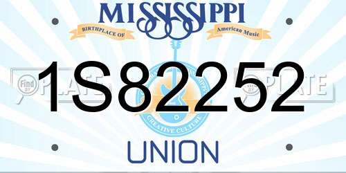 1S82252 Mississippi License Plate