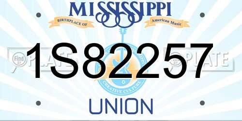 1S82257 Mississippi License Plate