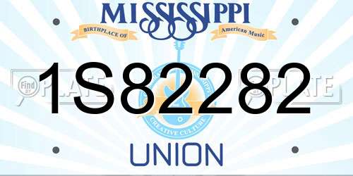 1S82282 Mississippi License Plate