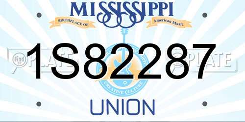 1S82287 Mississippi License Plate