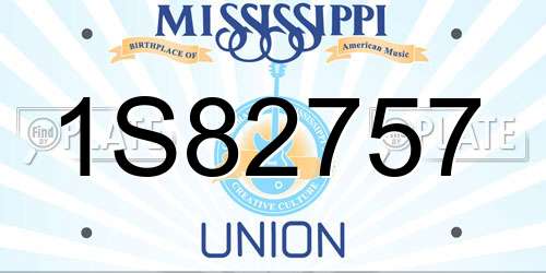 1S82757 Mississippi License Plate