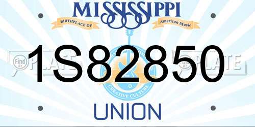 1S82850 Mississippi License Plate