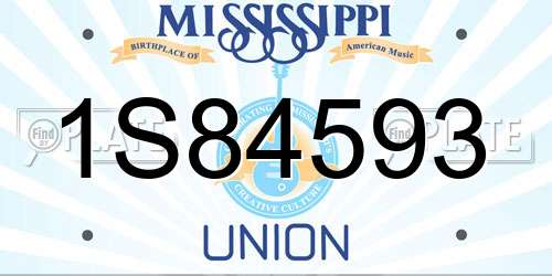 1S84593 Mississippi License Plate