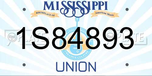1S84893 Mississippi License Plate