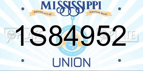 1S84952 Mississippi License Plate