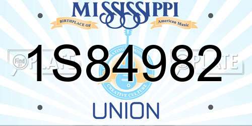 1S84982 Mississippi License Plate