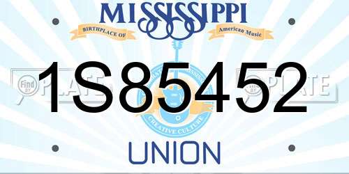 1S85452 Mississippi License Plate