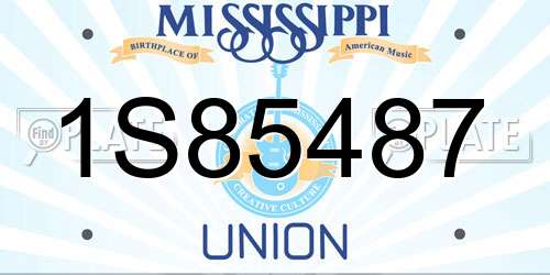 1S85487 Mississippi License Plate