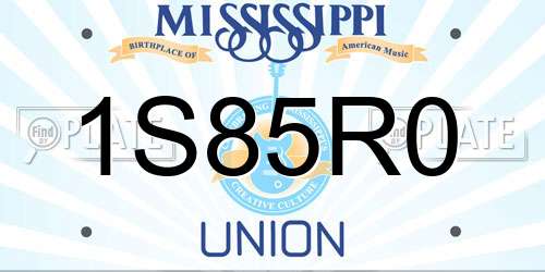 1S85R0 Mississippi License Plate