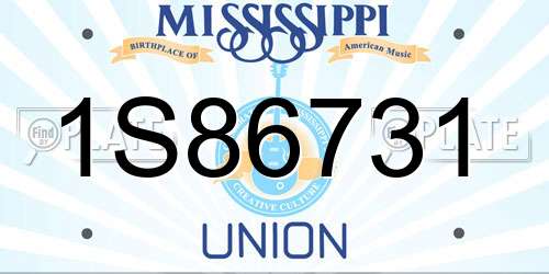 1S86731 Mississippi License Plate