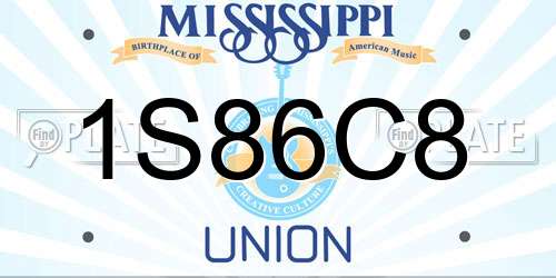 1S86C8 Mississippi License Plate