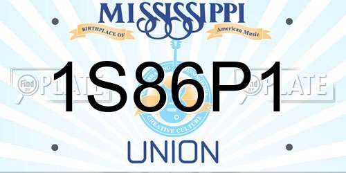 1S86P1 Mississippi License Plate