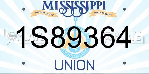 1S89364 Mississippi License Plate