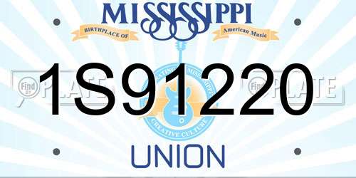 1S91220 Mississippi License Plate