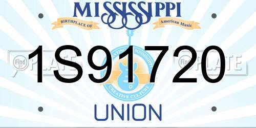 1S91720 Mississippi License Plate