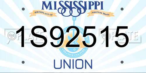 1S92515 Mississippi License Plate