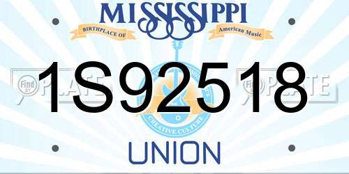 1S92518 Mississippi License Plate