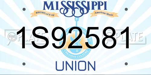 1S92581 Mississippi License Plate