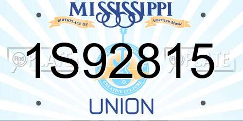 1S92815 Mississippi License Plate