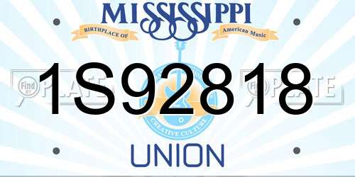 1S92818 Mississippi License Plate