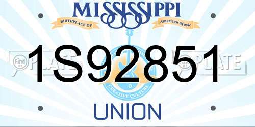 1S92851 Mississippi License Plate