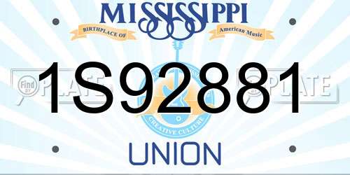 1S92881 Mississippi License Plate