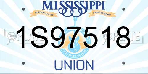 1S97518 Mississippi License Plate