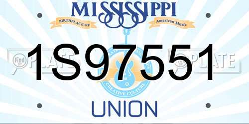 1S97551 Mississippi License Plate