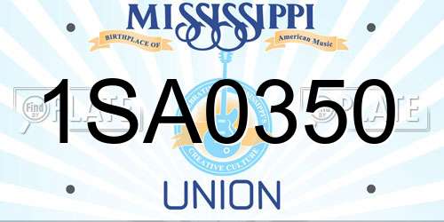 1SA0350 Mississippi License Plate