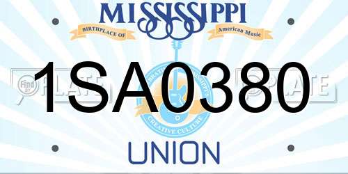 1SA0380 Mississippi License Plate
