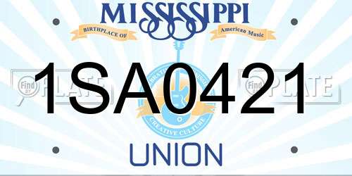 1SA0421 Mississippi License Plate