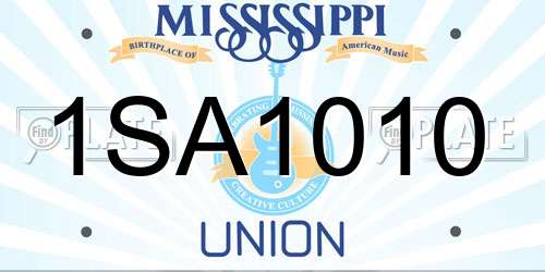 1SA1010 Mississippi License Plate